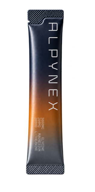 ALPYNEX single-serve stick in midnight blue with an orange gradient
